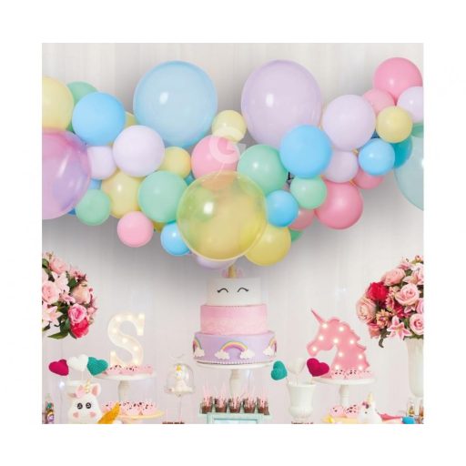 Színes Pastel léggömb, lufi girland szett 65 db-os