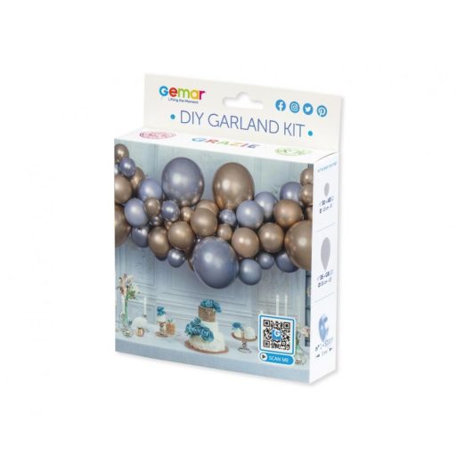 Színes Silver-Gold léggömb, lufi girland szett 65 db-os