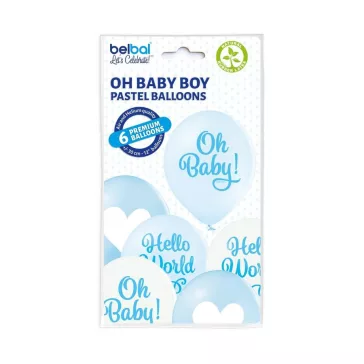 Oh Baby Boy léggömb, lufi 6 db-os 12 inch (30cm)