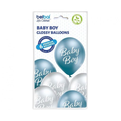 Baby Boy léggömb, lufi 6 db-os 12 inch (30cm)