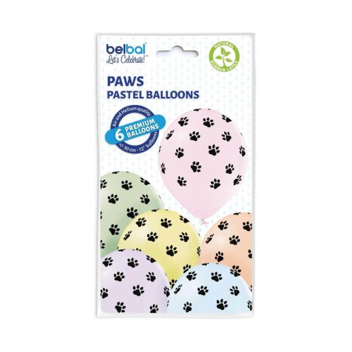 Mancs Paws léggömb, lufi 6 db-os 12 inch (30cm)