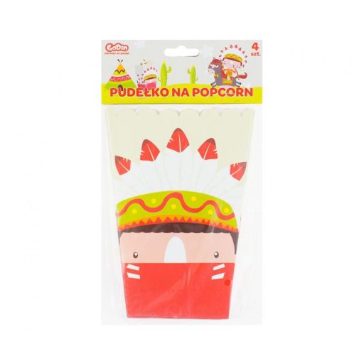 Indián Party papír popcorn doboz 19 cm 4 db-os