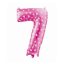 Rózsaszín Pink with Hearts 7-es szám fólia lufi 61 cm