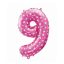 Rózsaszín Pink with Hearts 9-es szám fólia lufi 61 cm