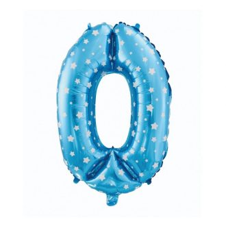 Kék Blue with Stars 0-ás szám fólia lufi 61 cm