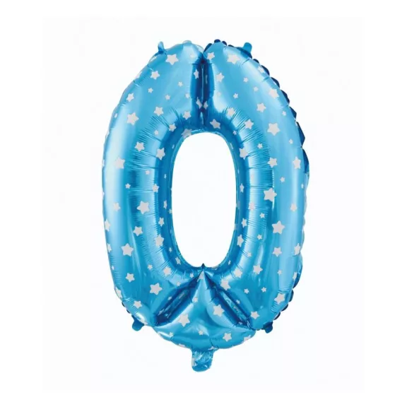 Kék Blue with Stars 0-ás szám fólia lufi 61 cm Kék Blue with Stars 0-ás szám fólia lufi 61 cm