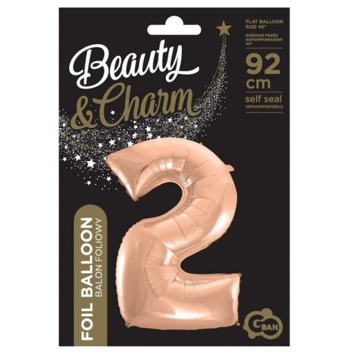 Rose Gold 2-es szám fólia lufi 92 cm