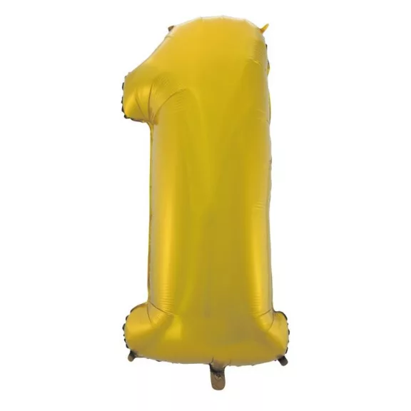 Arany 1-es Gold Mat szám fólia lufi 92 cm Arany 1-es Gold Mat szám fólia lufi 92 cm