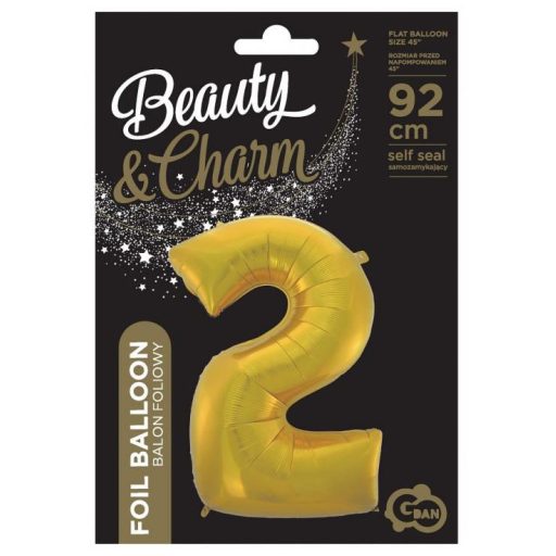 Arany 2-es Gold Mat szám fólia lufi 92 cm