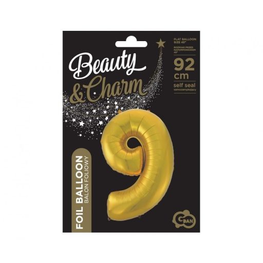 Arany 9-es Gold Mat szám fólia lufi 92 cm