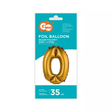 Arany Gold Matt 0-ás mini szám fólia lufi 35 cm