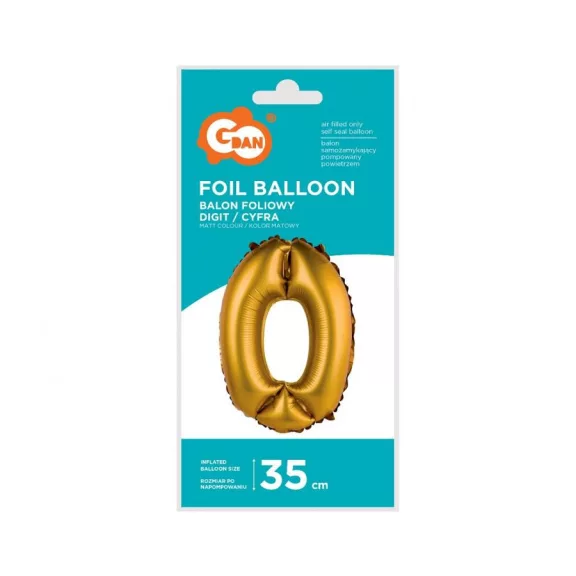 Arany Gold Matt 0-ás mini szám fólia lufi 35 cm