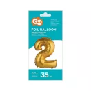 Arany Gold Matt 2-es mini szám fólia lufi 35 cm