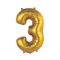 Arany Gold Matt 3-as mini szám fólia lufi 35 cm