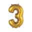 Arany Gold Matt 3-as mini szám fólia lufi 35 cm