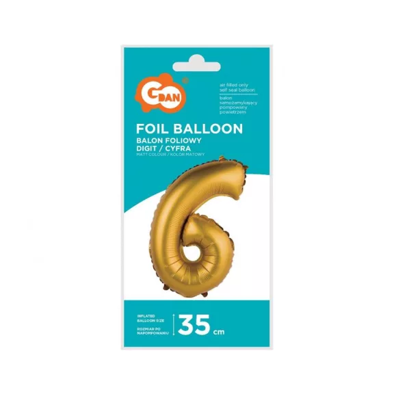 Arany Gold Matt 6-os mini szám fólia lufi 35 cm