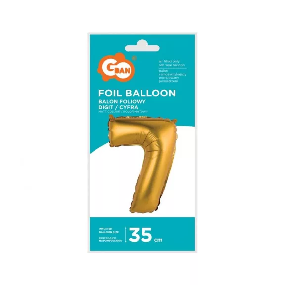 Arany Gold Matt 7-es mini szám fólia lufi 35 cm