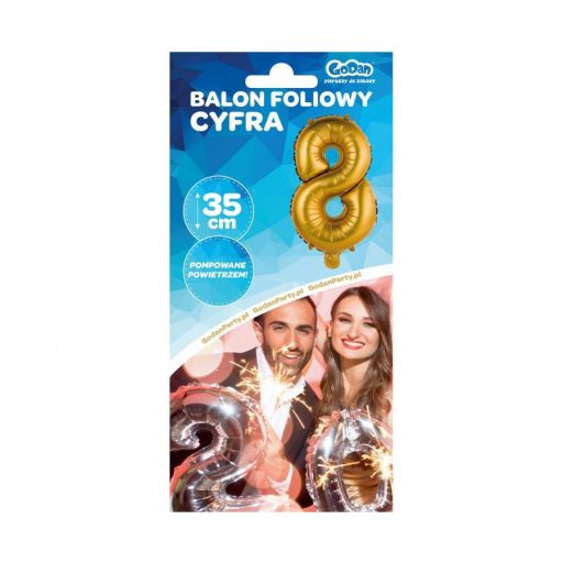 Arany Gold Matt 8-as mini szám fólia lufi 35 cm