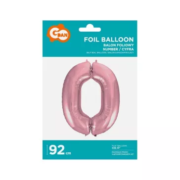Rózsaszín Light Pink 0-ás szám fólia lufi 92 cm