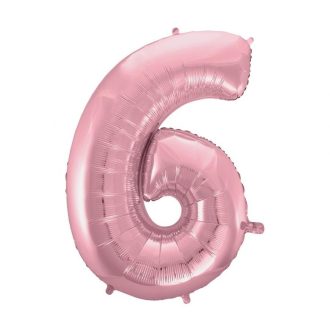 Rózsaszín Light Pink 6-os szám fólia lufi 92 cm