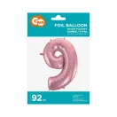 Rózsaszín Light Pink 9-es szám fólia lufi 92 cm