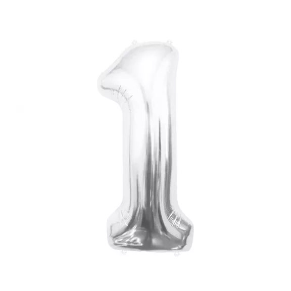 Ezüst Silver 1-es szám fólia lufi 85 cm Ezüst Silver 1-es szám fólia lufi 85 cm