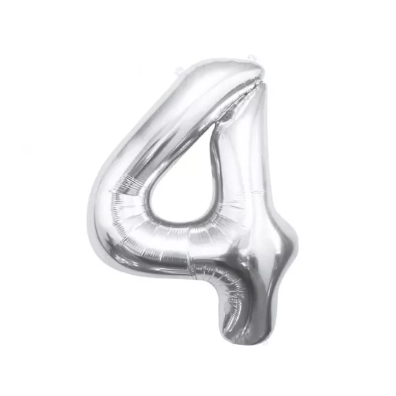 Ezüst Silver 4-es szám fólia lufi 85 cm Ezüst Silver 4-es szám fólia lufi 85 cm
