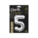 Ezüst Silver 5-ös szám fólia lufi 85 cm Ezüst Silver 5-ös szám fólia lufi 85 cm