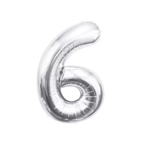 Ezüst Silver 6-os szám fólia lufi 85 cm Ezüst Silver 6-os szám fólia lufi 85 cm