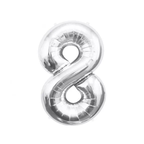 Ezüst Silver 8-as szám fólia lufi 85 cm Ezüst Silver 8-as szám fólia lufi 85 cm