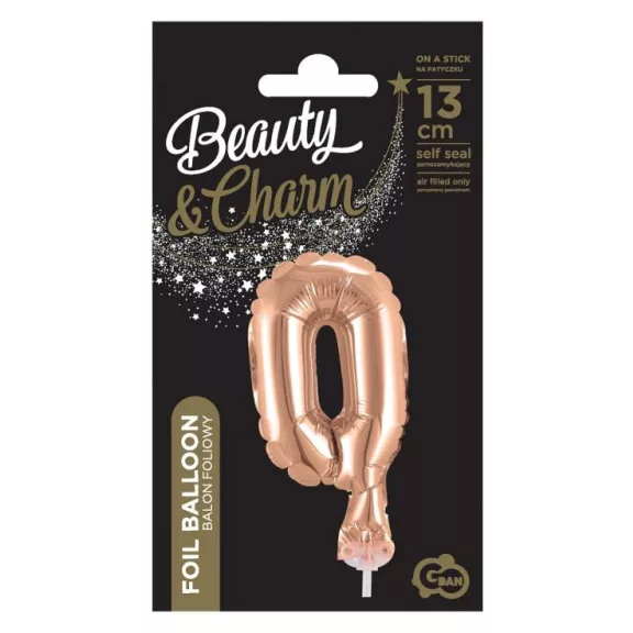 Rose Gold 0-ás szám fólia lufi tortára 13 cm