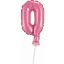 Rózsaszín 0-ás Pink szám fólia lufi tortára 13 cm