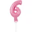 Rózsaszín 6-os Pink szám fólia lufi tortára 13 cm
