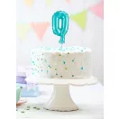 Kék 0-ás Light Blue szám fólia lufi tortára 13 cm