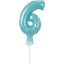 Kék 6-os Light Blue szám fólia lufi tortára 13 cm