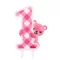 Első születésnap Pink Teddy csillámos tortagyertya