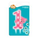 Első születésnap Pink Teddy csillámos tortagyertya
