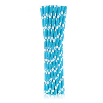 Kék Blue Polka Dots papír szívószál 24 db-os