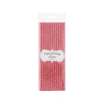 Piros Red Chevron papír szívószál 24 db-os