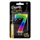 Színes 7-es Galaxy számgyertya, tortagyertya