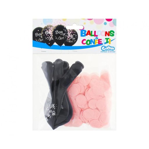Fiú vagy Lány Pink Rózsaszín konfettivel töltött léggömb, lufi 4 db-os 12 inch (30 cm)