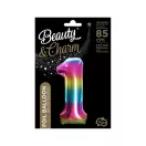 Szivárvány Rainbow 1-es szám fólia lufi 85 cm