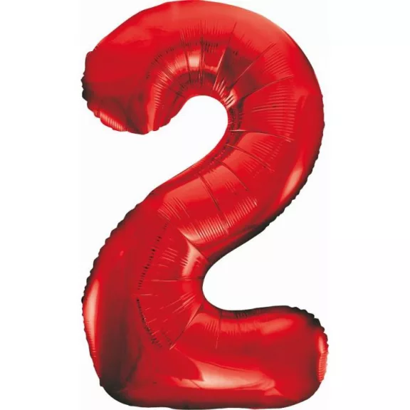 Piros 2-es Red szám fólia lufi 85 cm Piros 2-es Red szám fólia lufi 85 cm