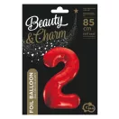 Piros 2-es Red szám fólia lufi 85 cm Piros 2-es Red szám fólia lufi 85 cm
