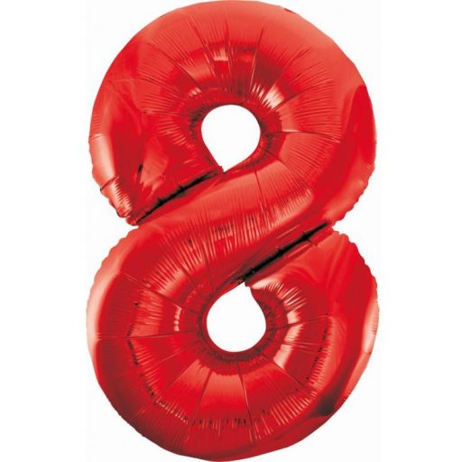 Piros 8-as Red szám fólia lufi 85 cm