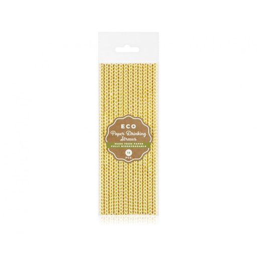 Arany Gold Chevron papír szívószál 12 db-os