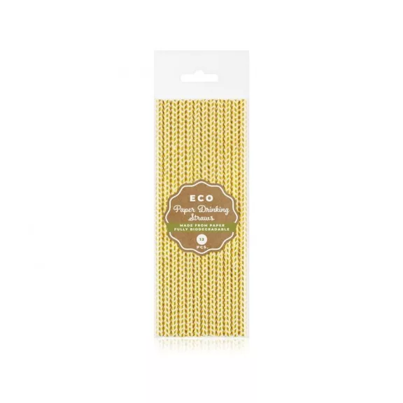 Arany Gold Chevron papír szívószál 12 db-os