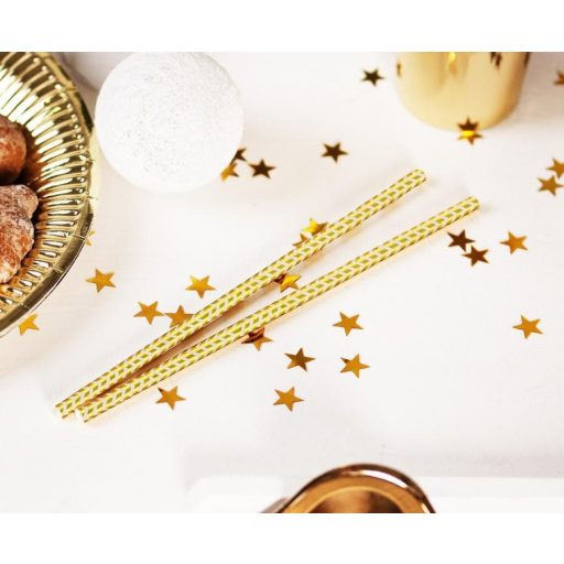 Arany Gold Chevron papír szívószál 12 db-os