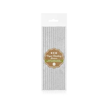 Ezüst Silver Chevron papír szívószál 12 db-os