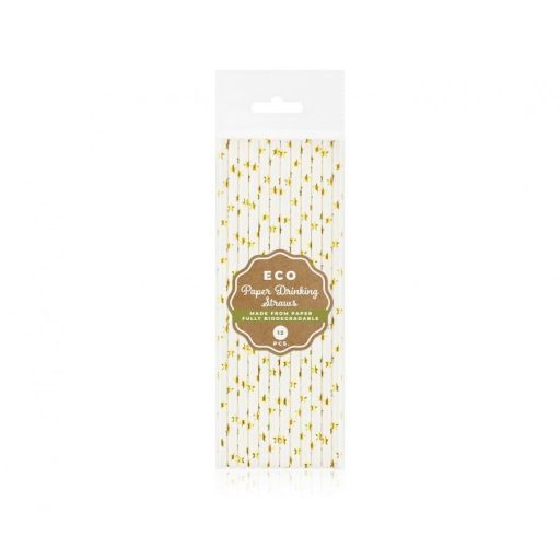 Arany Gold Stars papír szívószál 12 db-os